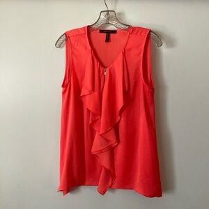Orange Ruffle Sleeveless Blouse